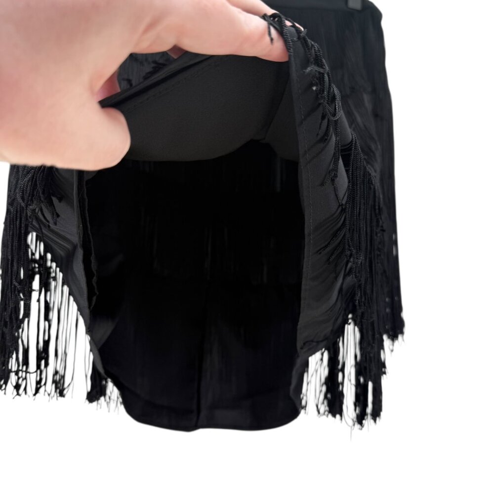 Lauren Ralph Lauren Addie Skirt 6P Petite Black Fringe Tiered Gatsby Flapper NWT - Picture 6 of 13